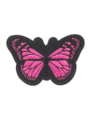 Bügelpatch Schmetterling 10cm schwarz/pink