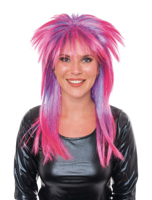 Perücke Punk stufig pink/lila
