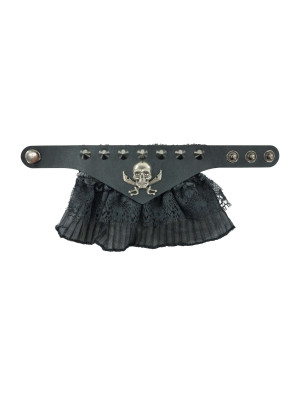 Manschetten Totenkopf und Nieten schwarz