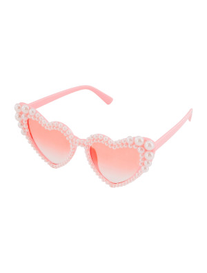 Brille Herz mit Perlen rosa