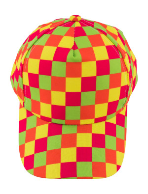 Baseballcap Schachbrett Neon bunt one size