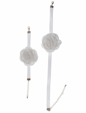 Schmuckset Rose 2-tlg. weiß