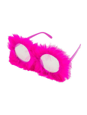 Brille rund mit Plüsch pink