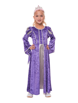 Kleid Burgfräulein Kinder lila/silber 128