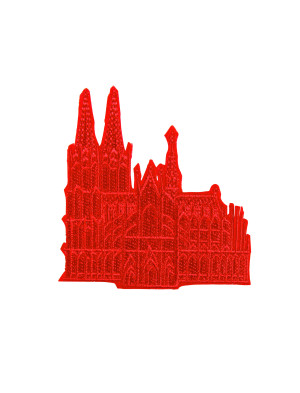 Bügelpatch Kölner Dom 8cm rot