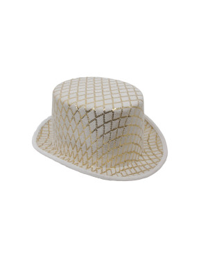 Zylinder mit Paillettenmuster weiß/gold one size