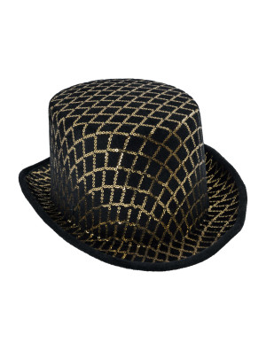 Zylinder mit Paillettenmuster schwarz/gold one size