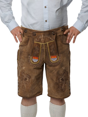 Lederhose Cologne kurz, Herren, Braun | Trachtenmode für Oktoberfest | Deiters