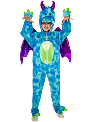 Overall Plüsch Dino Kinder für Jungen in blau/lila | Karneval | Tierkostüme | Deiters