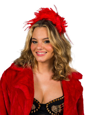 Haarreif mit Federn rot