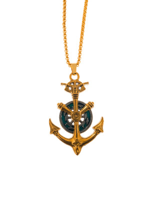 Halskette Anker und Steuerrad gold
