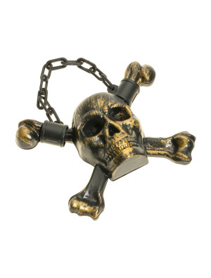 Deko Totenkopf zum Aufhängen 27x8x22cm gold | Partydeko für Karneval, Halloween & mehr | Deiters