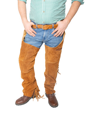 Lederchaps Herren braun S