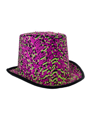 Zylinder Pailletten pink/grün one size