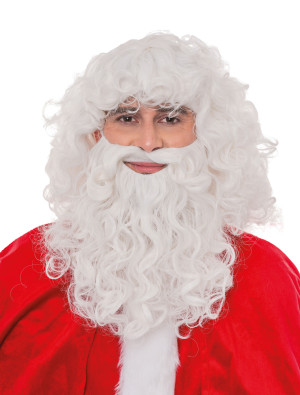 Perücke Weihnachtsmann mit Bart weiß