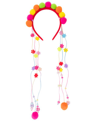Haarreif Pompom mit Bändern bunt