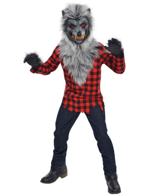 Kostüm Werwolf 3-tlg. Kinder schwarz/rot 158