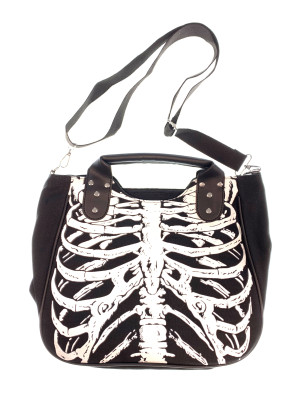 Tasche Skelett schwarz/weiß