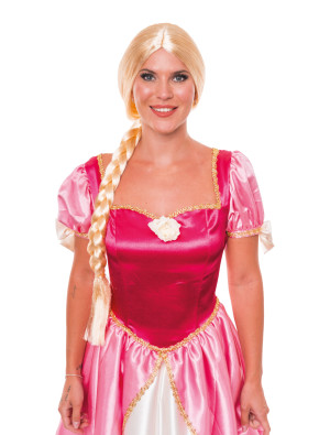 Perücke mit langem geflochtenem Zopf blond