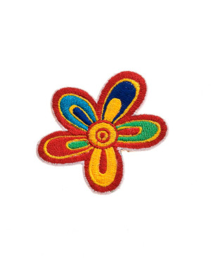 Bügelpatch 70er Blume rot/bunt 7cm