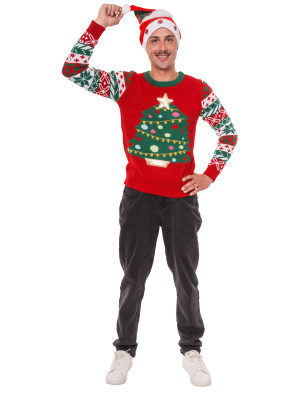 Strickpullover Weihnachtsbaum bunt S
