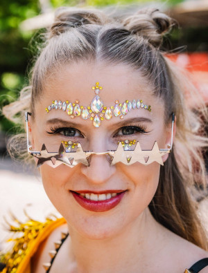 Brille mit 3 Sternen schwarz