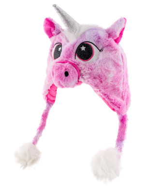 Mütze Plüsch Einhorn pink one size