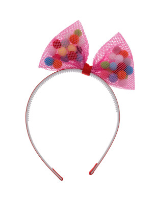 Haarreif Schleife mit Pompoms pink