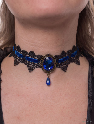 Choker mit Kristall schwarz/blau