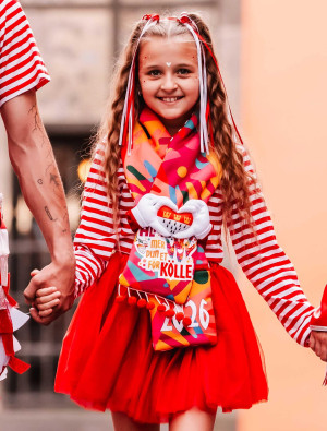 Deiters Mottoschal Kinder 2025/2026 bunt | Der Schal für die Karnevalssaison | Kostümzubehör & Accessoires für Karneval & Halloween | Deiters | Offizieller Schal für die Karnevalssaison 25/26