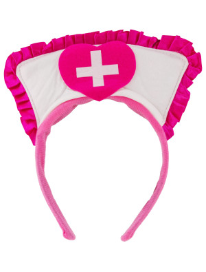 Haarreif Krankenschwester Damen pink/weiß