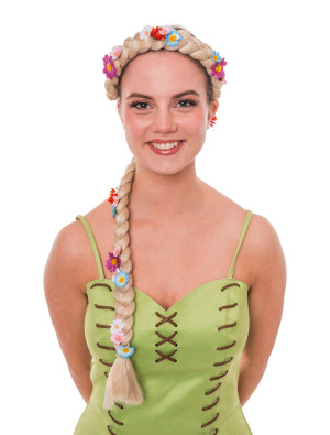 Haarreif mit Flechtzopf und Blumen blond