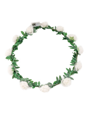Blumenhaarkranz mit LED weiß
