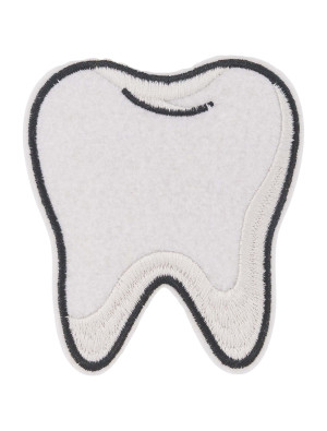 Bügelpatch Zahn 9,5cm weiß