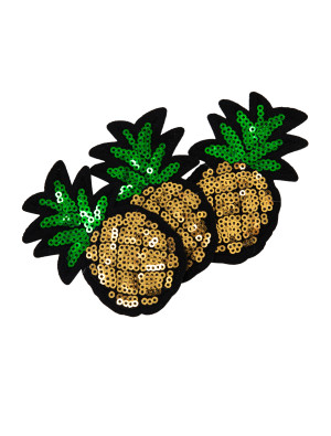 Bügelpatch Ananas 3 Stk. 8x5cm grün/gold