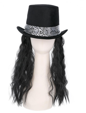 Zylinder Rocker mit Haaren Herren schwarz one size