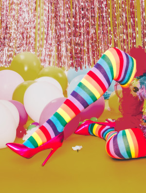 Overknees Regenbogen