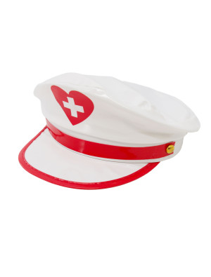 Kappe Krankenschwester weiß/rot one size