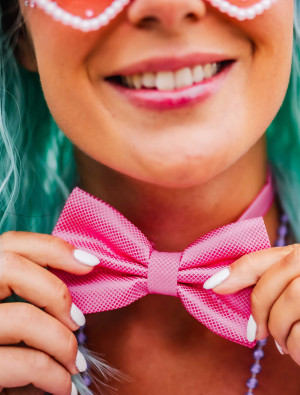 Fliege mit Webmuster rosa