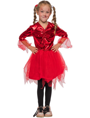 Kleid Teufel metallic mit Tüll Kinder rot 128