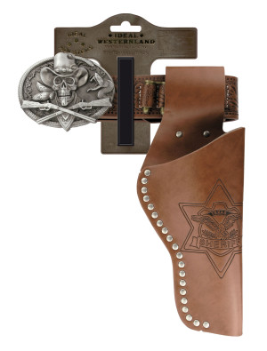 Coltgürtel Totenkopf braun 135 cm