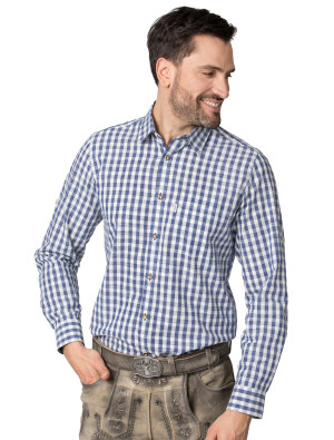 Trachtenhemd Marco, Herren, Blau | Trachtenmode für Oktoberfest | Deiters