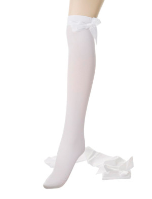 Overknee Strümpfe mit Schleife Damen weiß/weiß one size