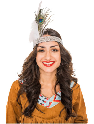 Stirnband Indianer mit Strasssteinen silber