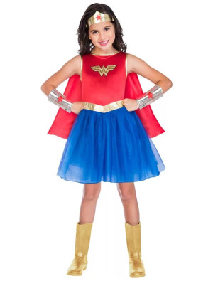 Wonderwoman 4-tlg. Kinder rot/blau 8-10 Jahre