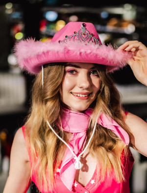 Cowgirlhut mit Marabu pink one size