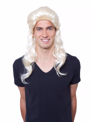 Perücke Vokuhila lang blond one size