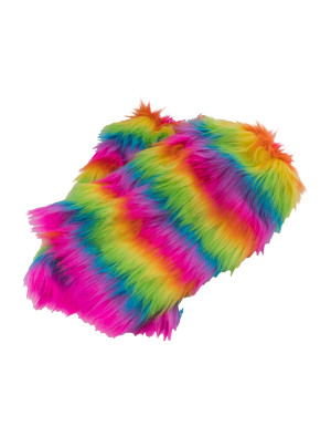 Beinstulpen Fell 38cm gestreift rainbow one size