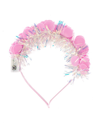 Haarreif Rosen und Lametta mit LED rosa