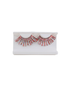 Wimpern Lametta rot/silber